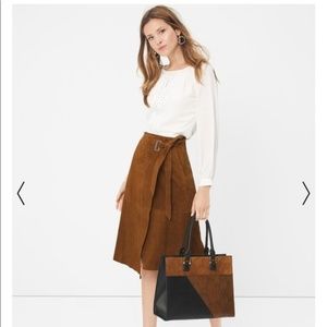 White House Black Market suede wrap skirt New With Tag